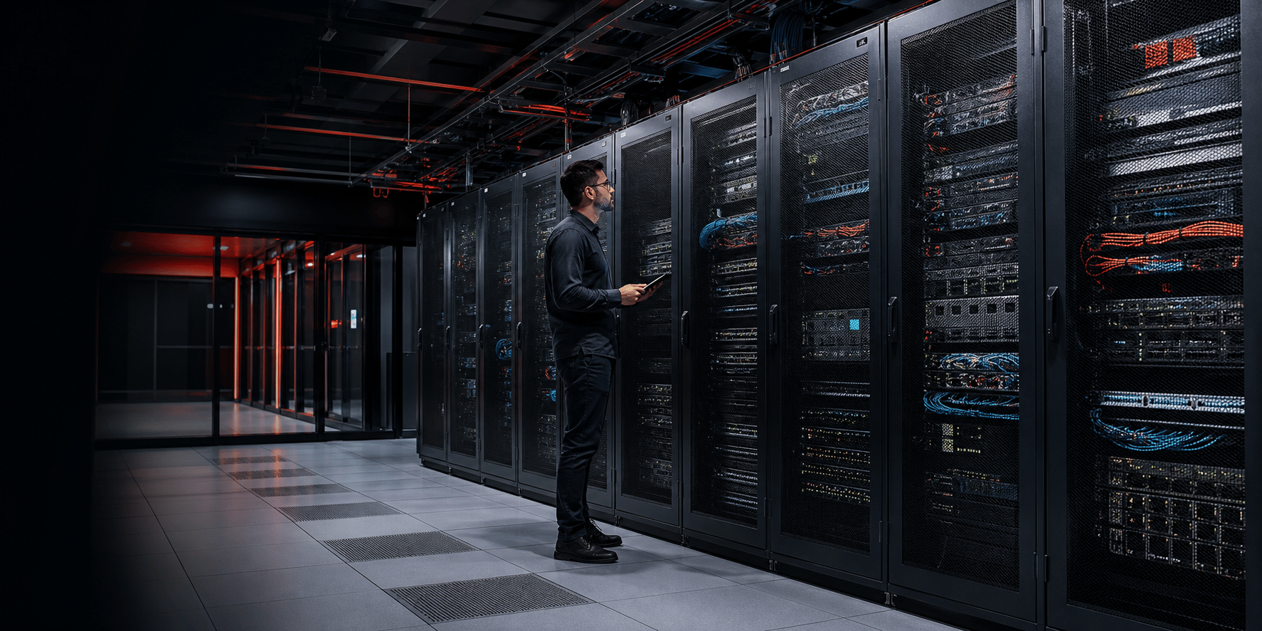 Corredor de racks do Data Center GetTI